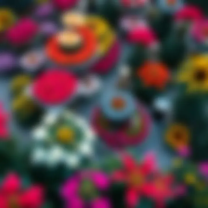 Aerial view of the vibrant floral arrangements in Miracle Garden Area