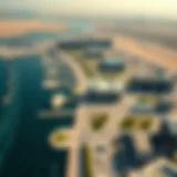 Aerial view of a modern Arab port showcasing urban development