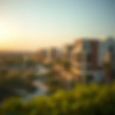 A scenic view of Nakheel Discovery Gardens showcasing lush greenery and modern architecture