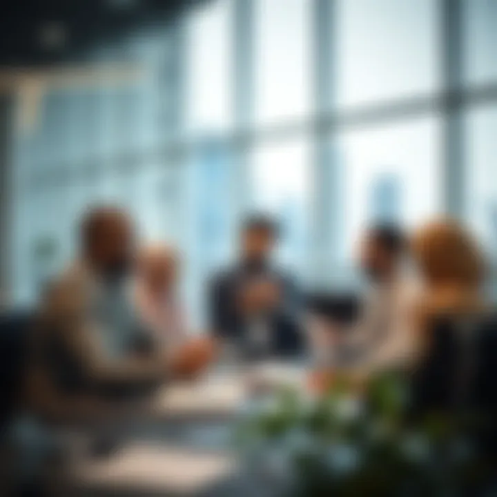 Expatriates discussing visa issues in a modern office