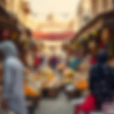 Vibrant Markets: The Heart of Ramadan Traditions Local market bustling with Ramadan preparations