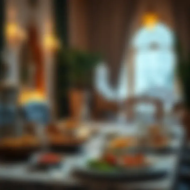 Iftar Table Decorated with Traditional Dishes A beautifully decorated iftar table set with traditional Arabic dishes