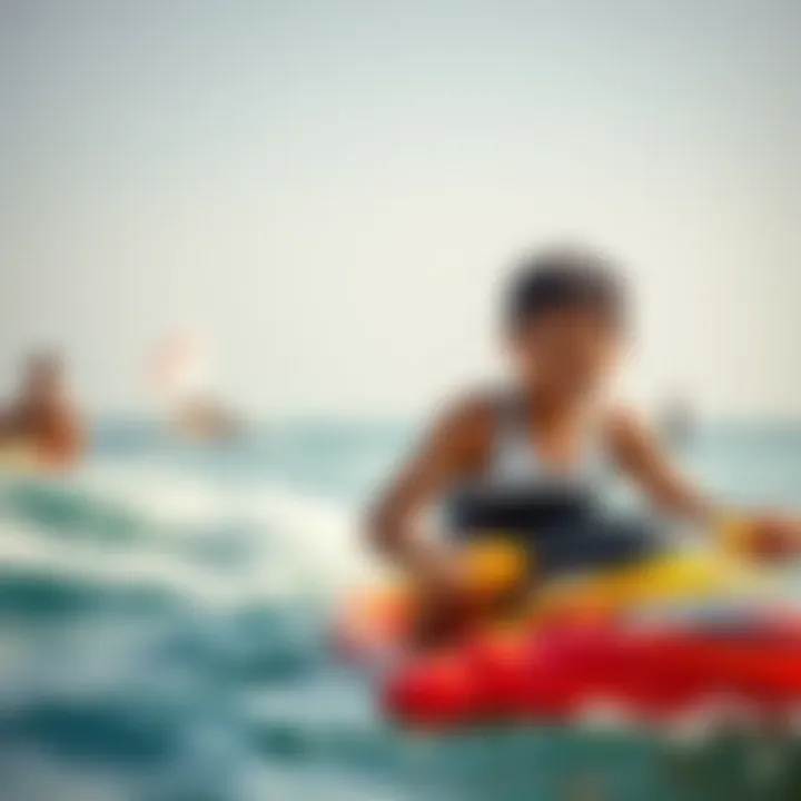 Family Fun and Water Sports Families engaging in water sports and recreational activities at the beach.