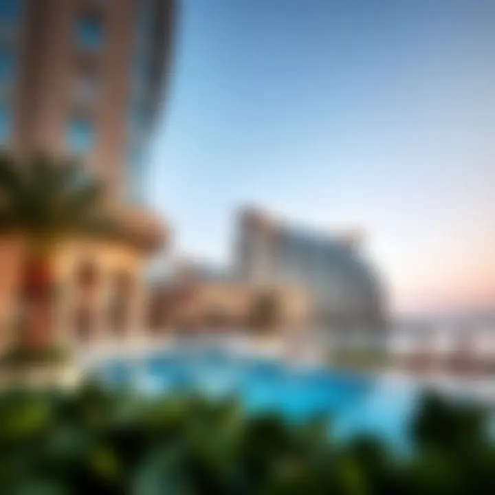 Architectural Marvels of The Pointe Captivating architectural design of The Pointe with Palm Jumeirah in the background