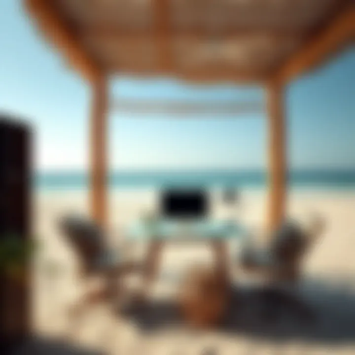 Beach Office: Combining Work and Leisure in the UAE An office setup at a beach showcasing remote work benefits