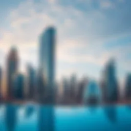 A panoramic view of modern skyscrapers in Dubai