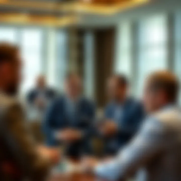Real estate investors discussing auction strategies