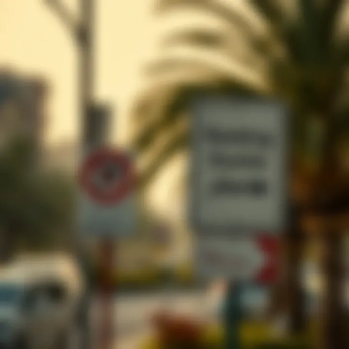 Essential Parking Regulations Signage Traffic signs indicating parking regulations in Dubai