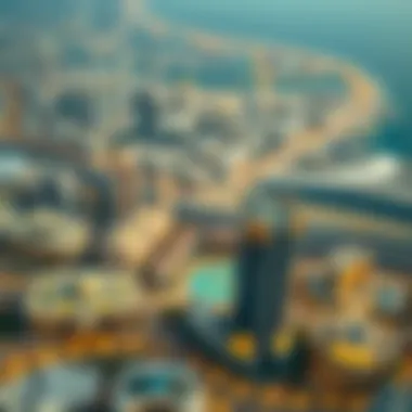 Prime Location of Faltat Building in Dubai Aerial view of Dubai highlighting the location of the Faltat Building