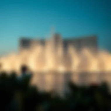 Majestic view of Dubai Mall fountains during a performance