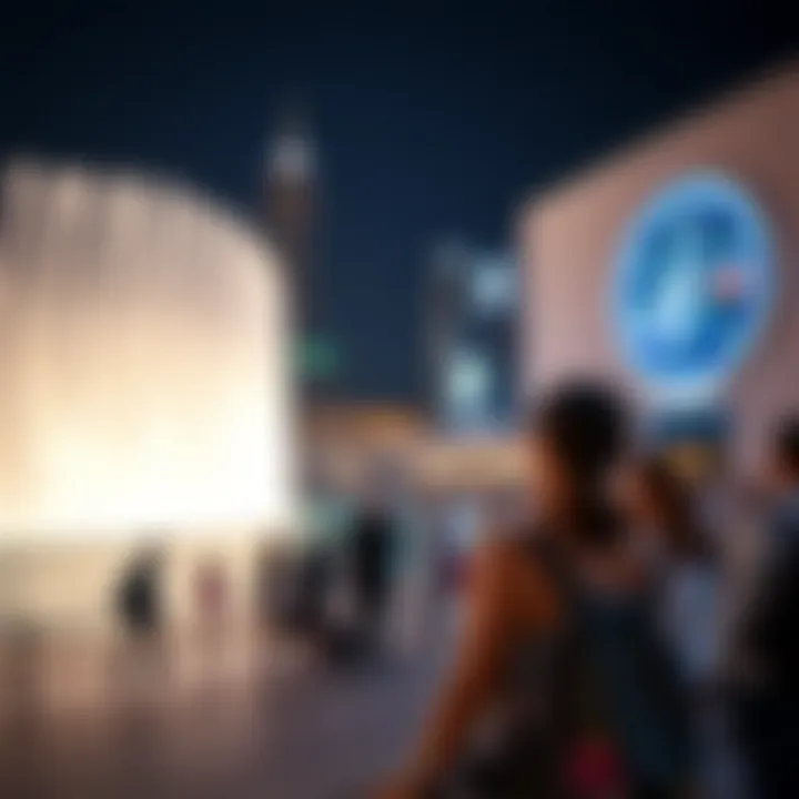 Visitors enjoying the Dubai Mall fountain show