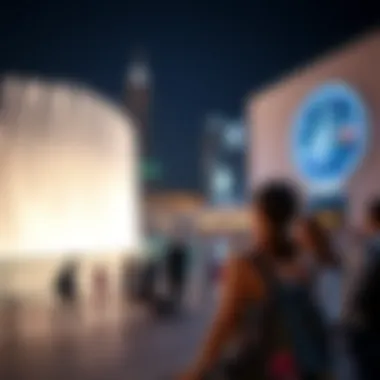 Visitors Enjoying the Fountain Show at Dubai Mall Visitors enjoying the Dubai Mall fountain show