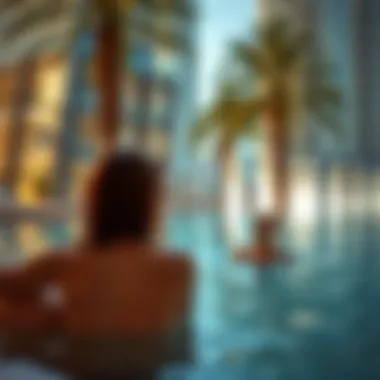 Leisure at the Wafi Pool Guests enjoying leisure time at the Wafi Pool