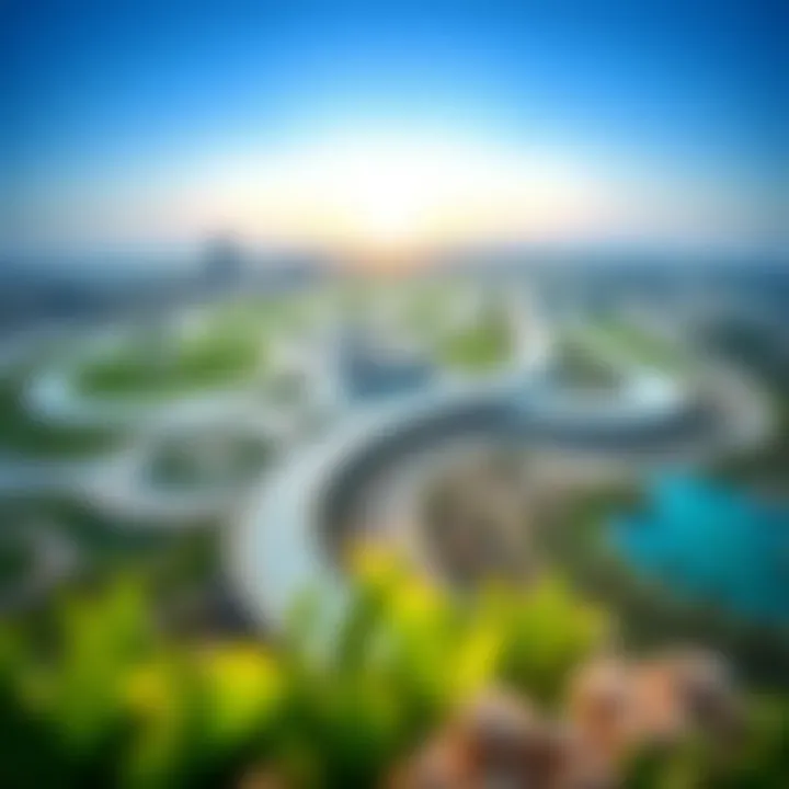Stunning Panoramic View of Yas Cycling Track A panoramic view of Yas Cycling Track showcasing its smooth pathways and scenic surroundings.
